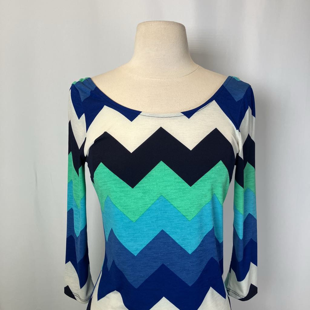 Y2K Chevron Dress w/ Back Zipper