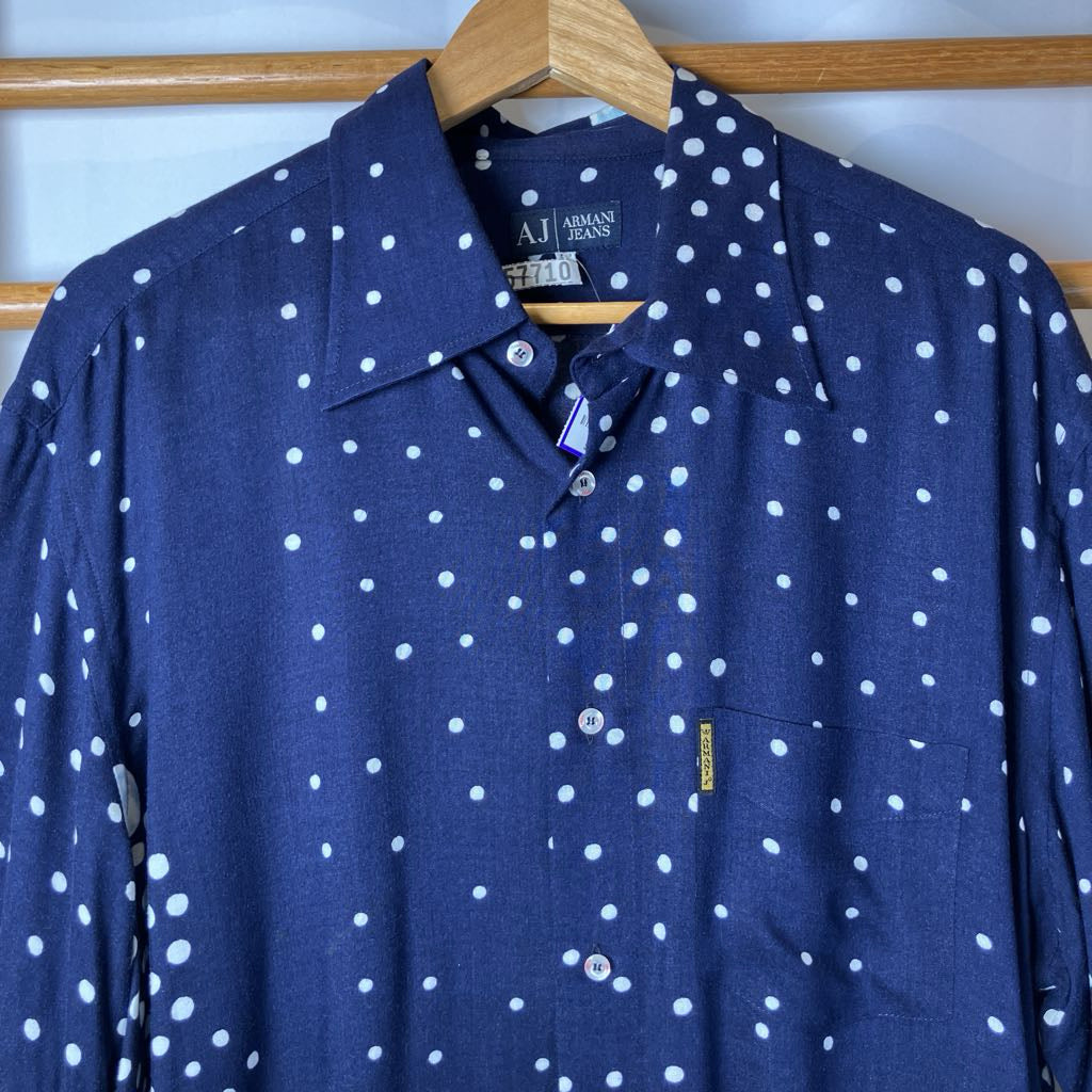 1990s Armani Jeans Blue Moon Long Sleeve Button Down Shirt