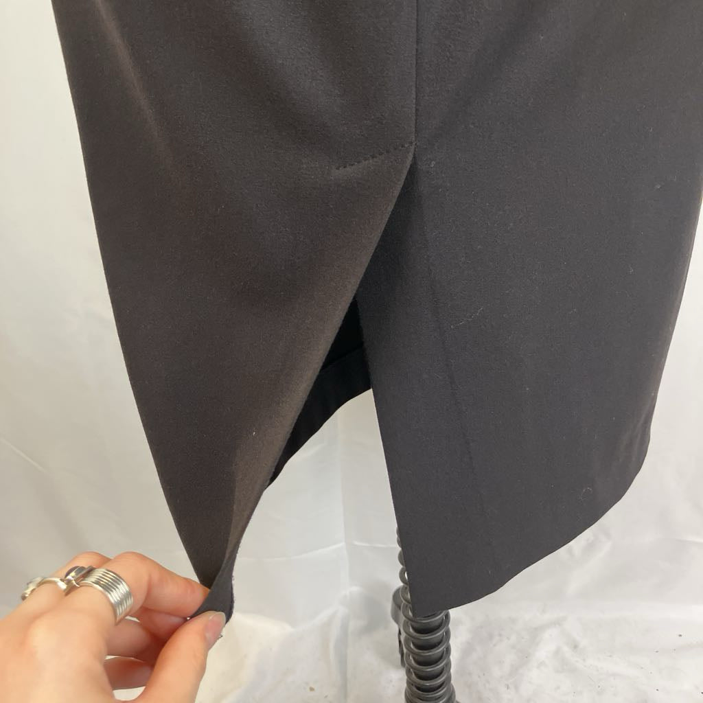 1990s Cache Black Pencil Skirt w/ Built In Belt