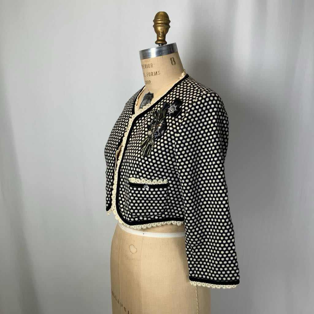 Polka Dot Crop Blazer Top