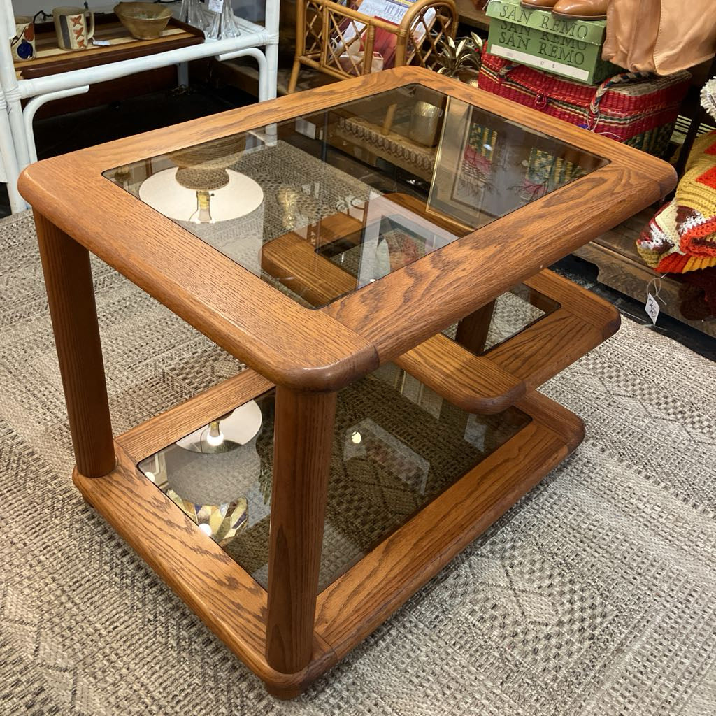 1970s Null MFG Co. Glasstop Side Table