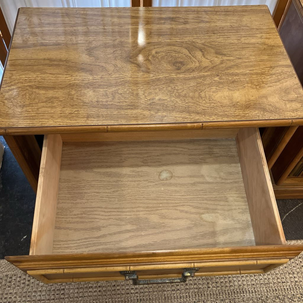 Wooden drawer with a matching wooden surface
