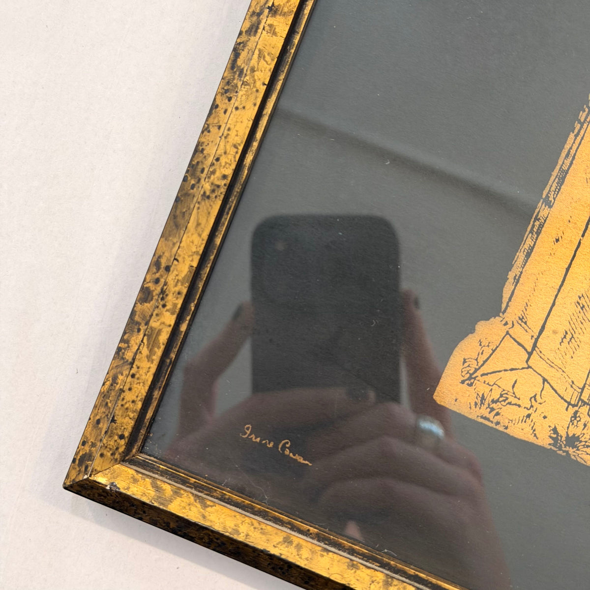 Vintage Framed Brass Rubbing Art