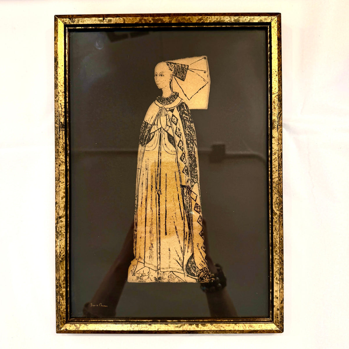 Vintage Framed Brass Rubbing Art
