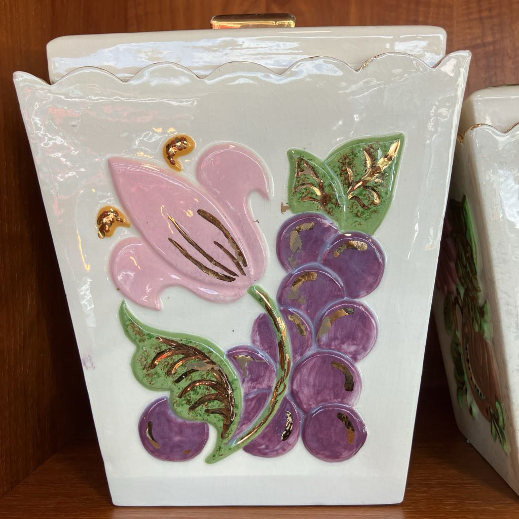 1960s Hand-Painted Ceramic Canister Set of Three