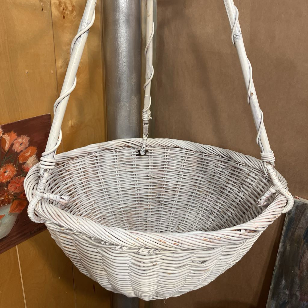 1970s Hanging Wicker Basket