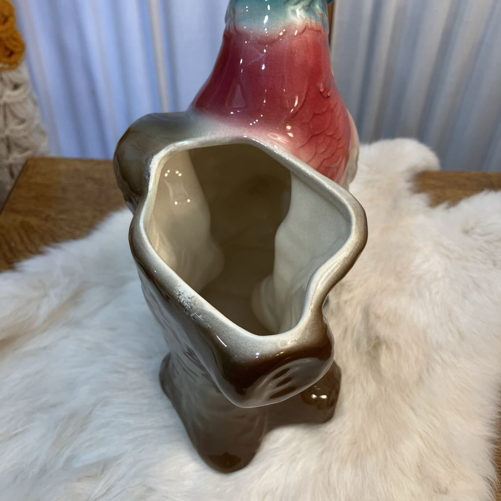 Ceramic vase with a unique design on a fluffy white surface