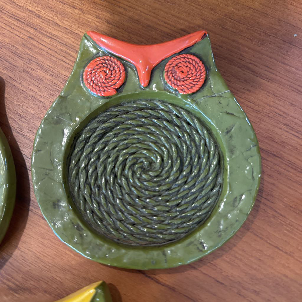 Owl coaster with red eyes