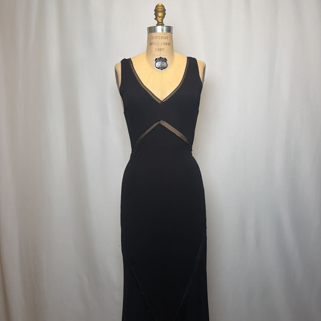 1990s Rozae Nichols Rayan Black Evening Dress