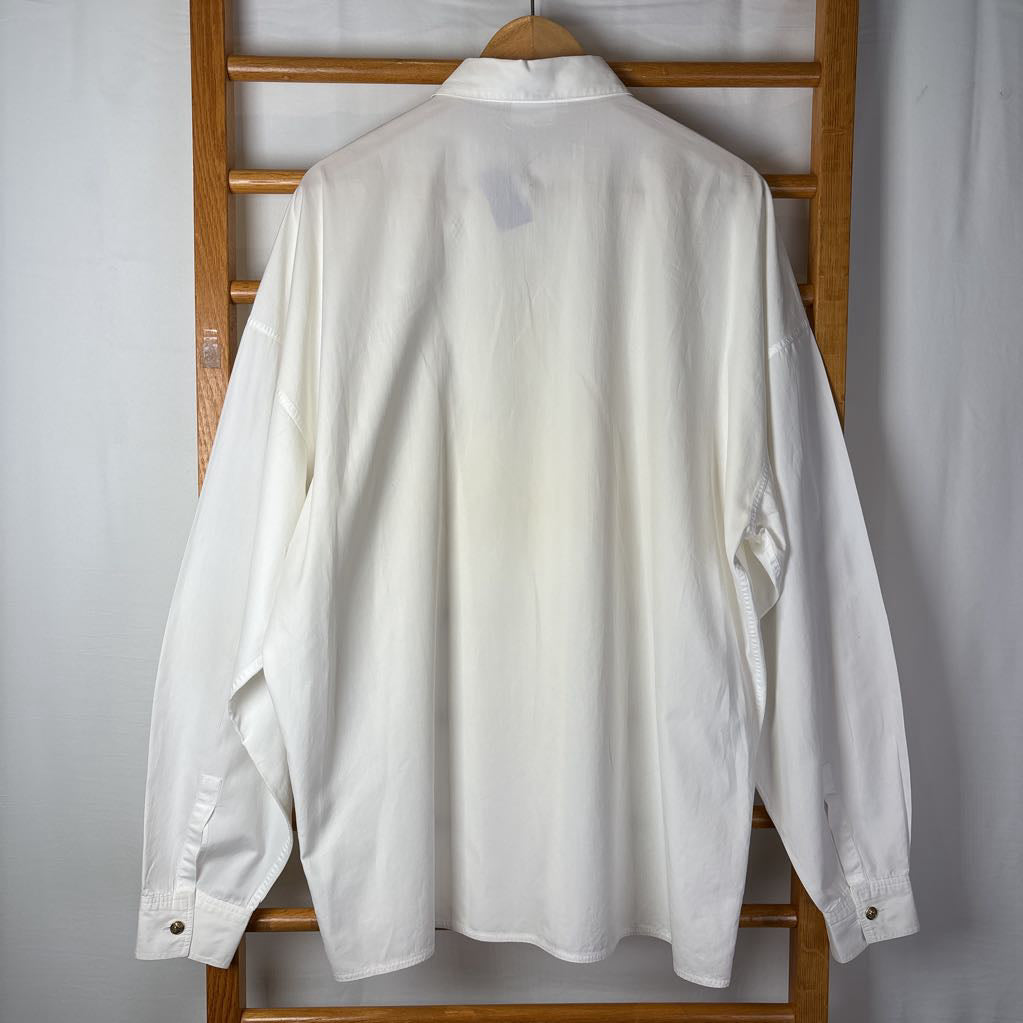 1990s Versus Gianna Versace Dress Shirt with Mesh Inserts Gold Tone Signature Buttons ASIS