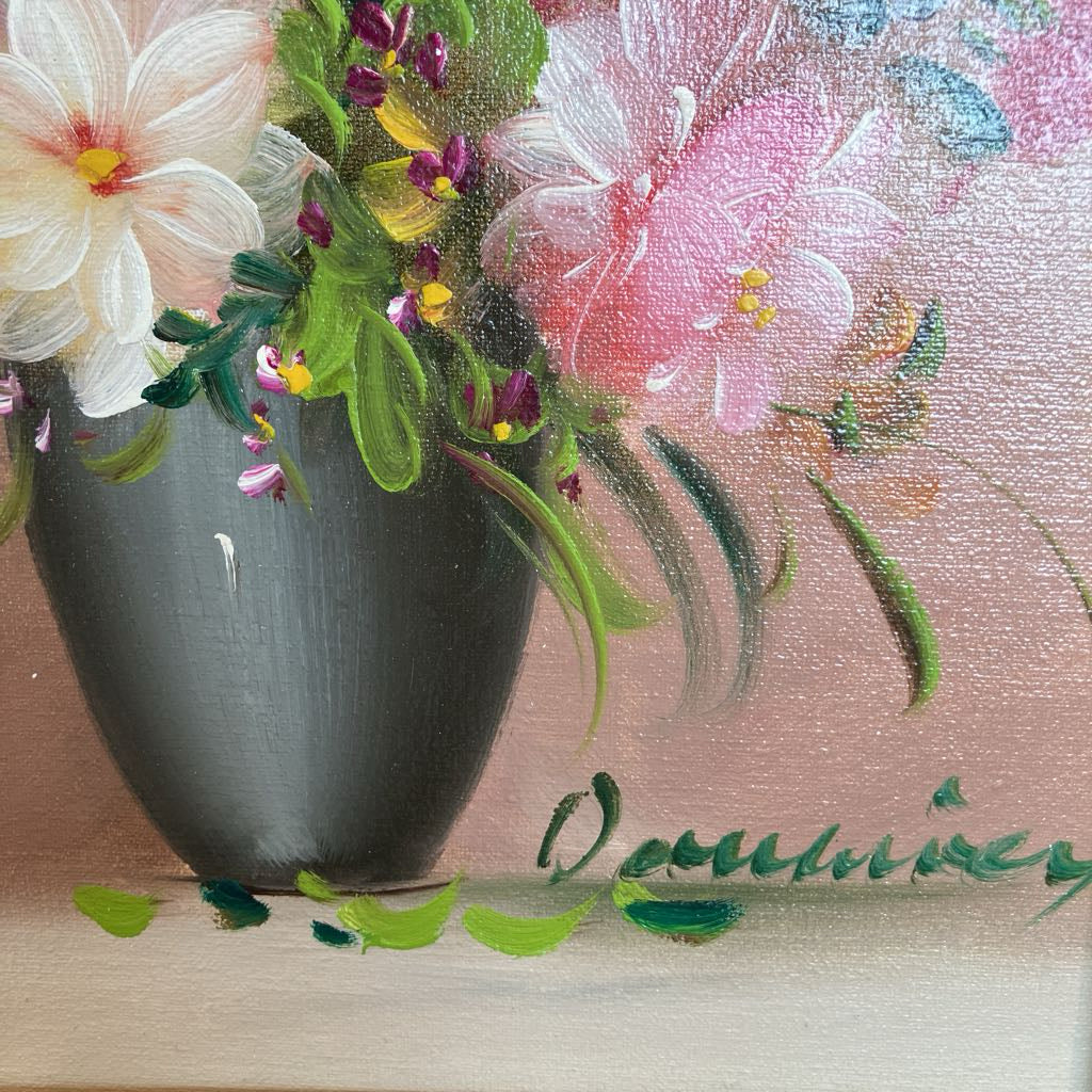 Mid-Century Modern Original Signed Floral Painting