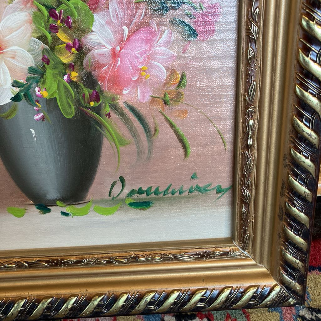 Mid-Century Modern Original Signed Floral Painting