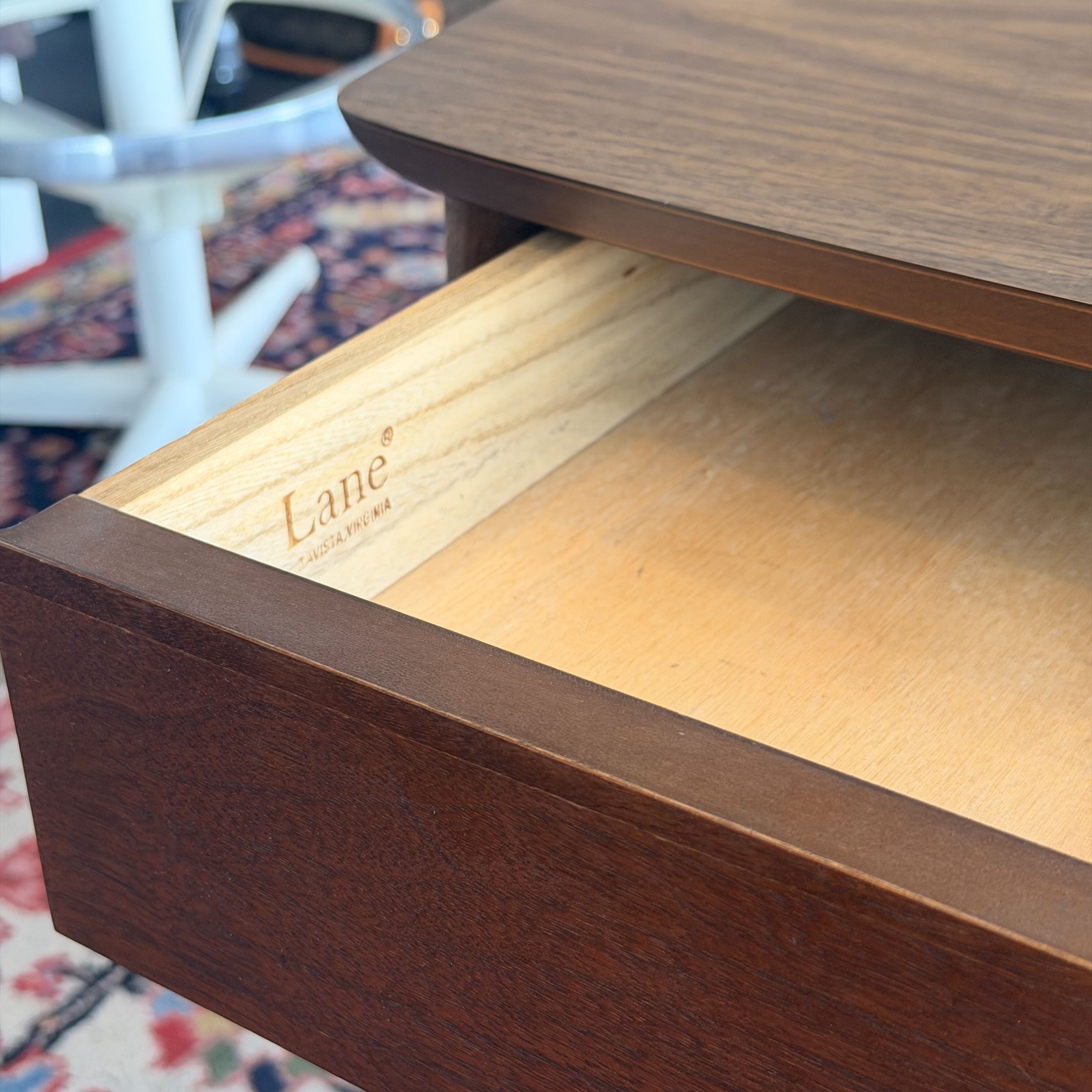 Lane Mid Century Modern Single Drawer Walnut End Table