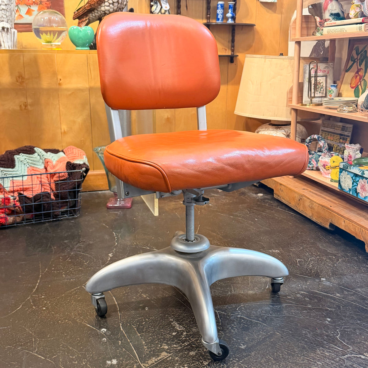 Vtg Orange Tanker Office Chair