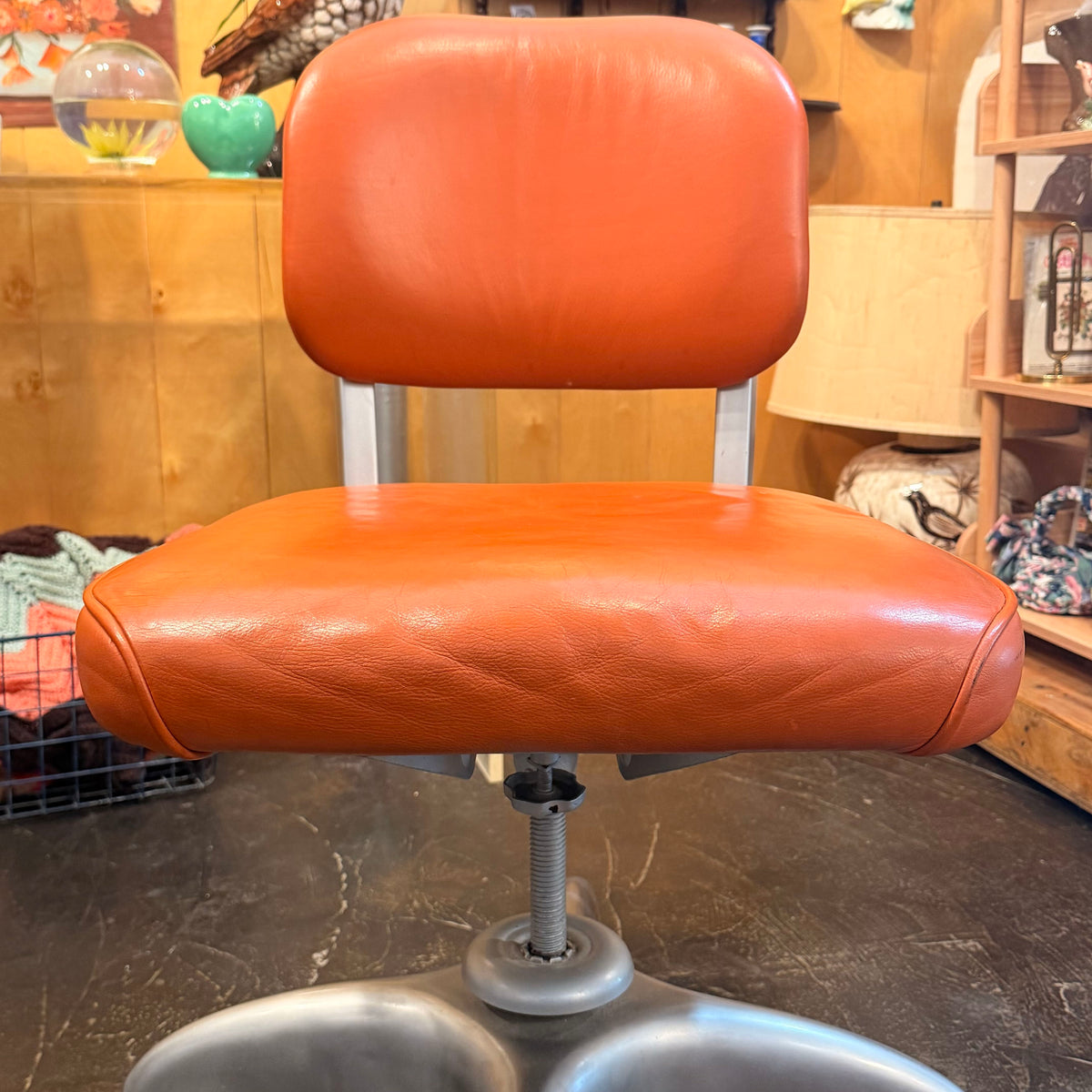 Vtg Orange Tanker Office Chair