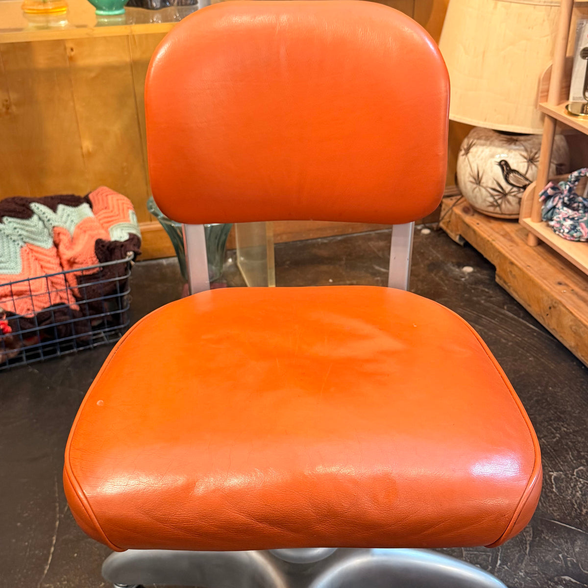 Vtg Orange Tanker Office Chair