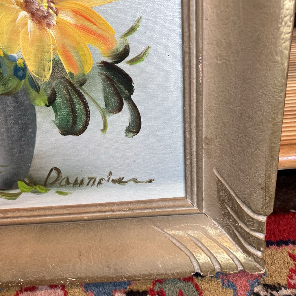 Mid-Century Modern Original Signed Floral Painting