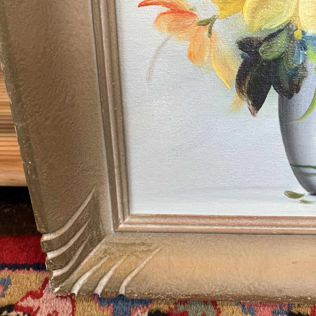 Mid-Century Modern Original Signed Floral Painting