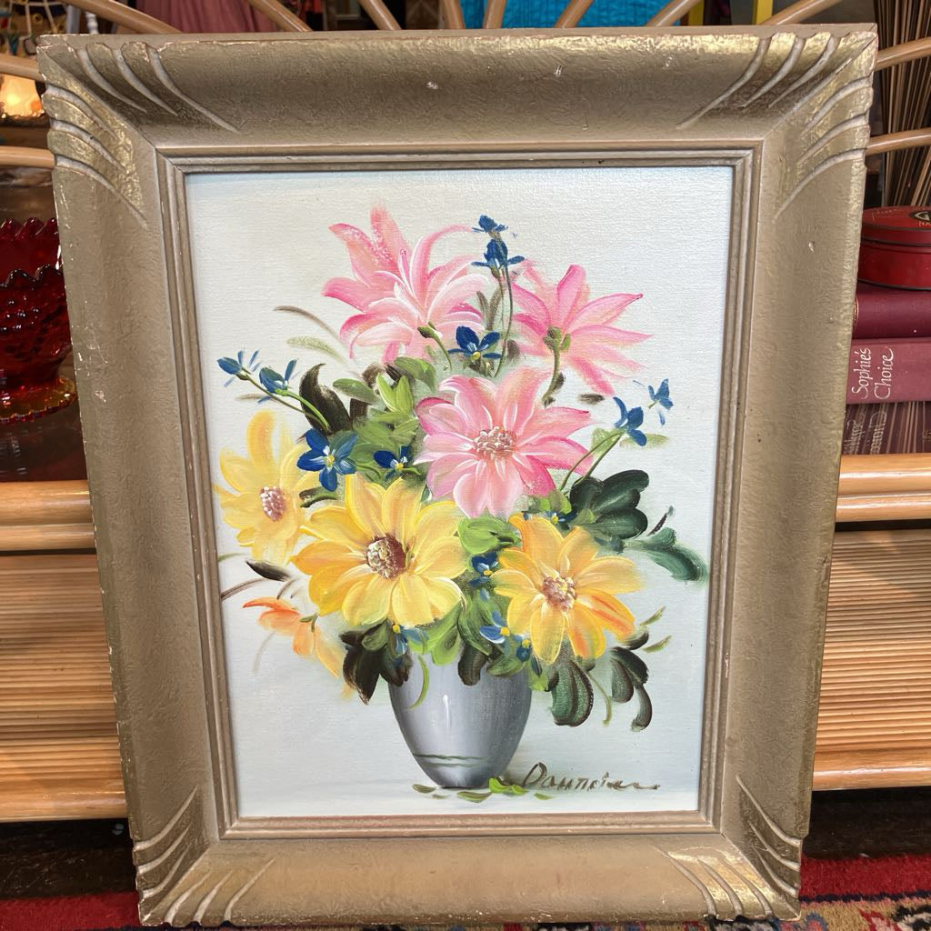 Mid-Century Modern Original Signed Floral Painting
