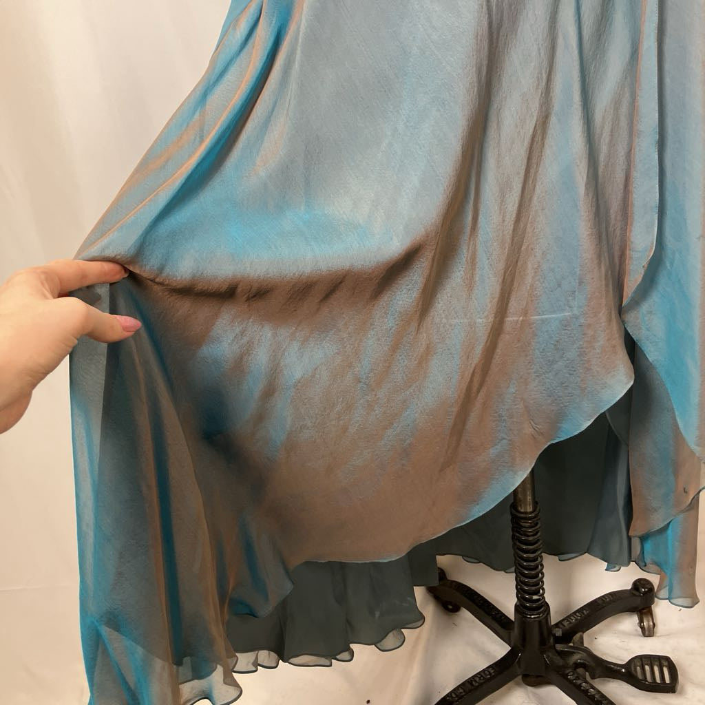 Y2K Vintage Alberto Makali Iridescent Embellished Halter Gown w/ Shawl