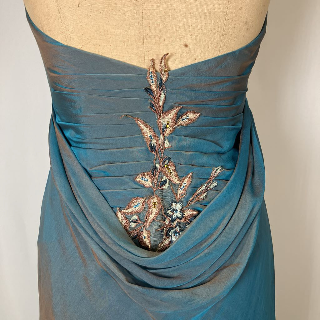 Y2K Vintage Alberto Makali Iridescent Embellished Halter Gown w/ Shawl