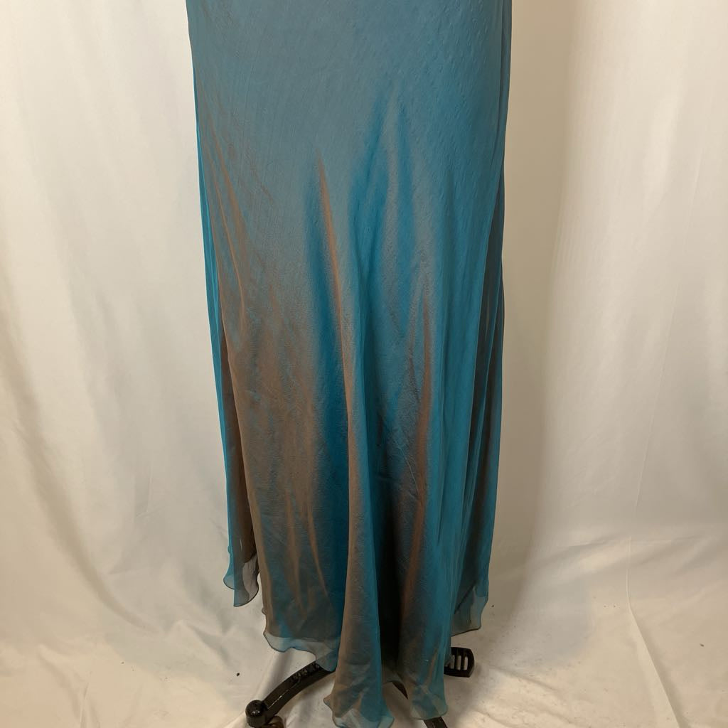 Y2K Vintage Alberto Makali Iridescent Embellished Halter Gown w/ Shawl