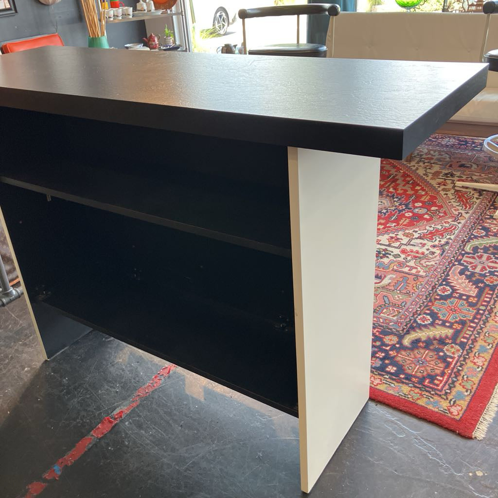 Mid Century Modern Bar w/ Swivel Barstools Black & White Set
