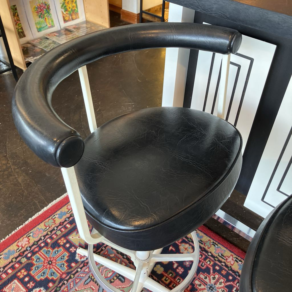 Mid Century Modern Bar w/ Swivel Barstools Black & White Set