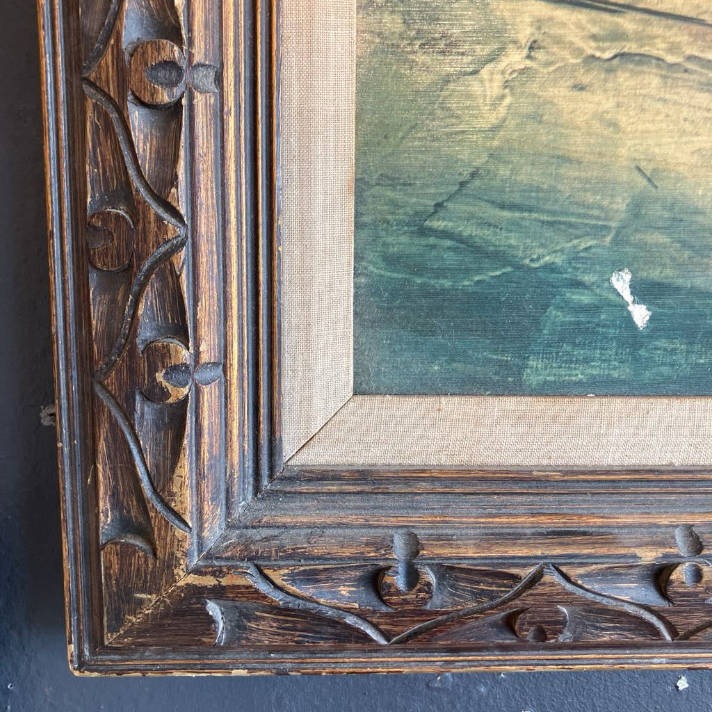 1965 Mid Century Modern Bouvier De Cachard Framed Painting of Venice As Is