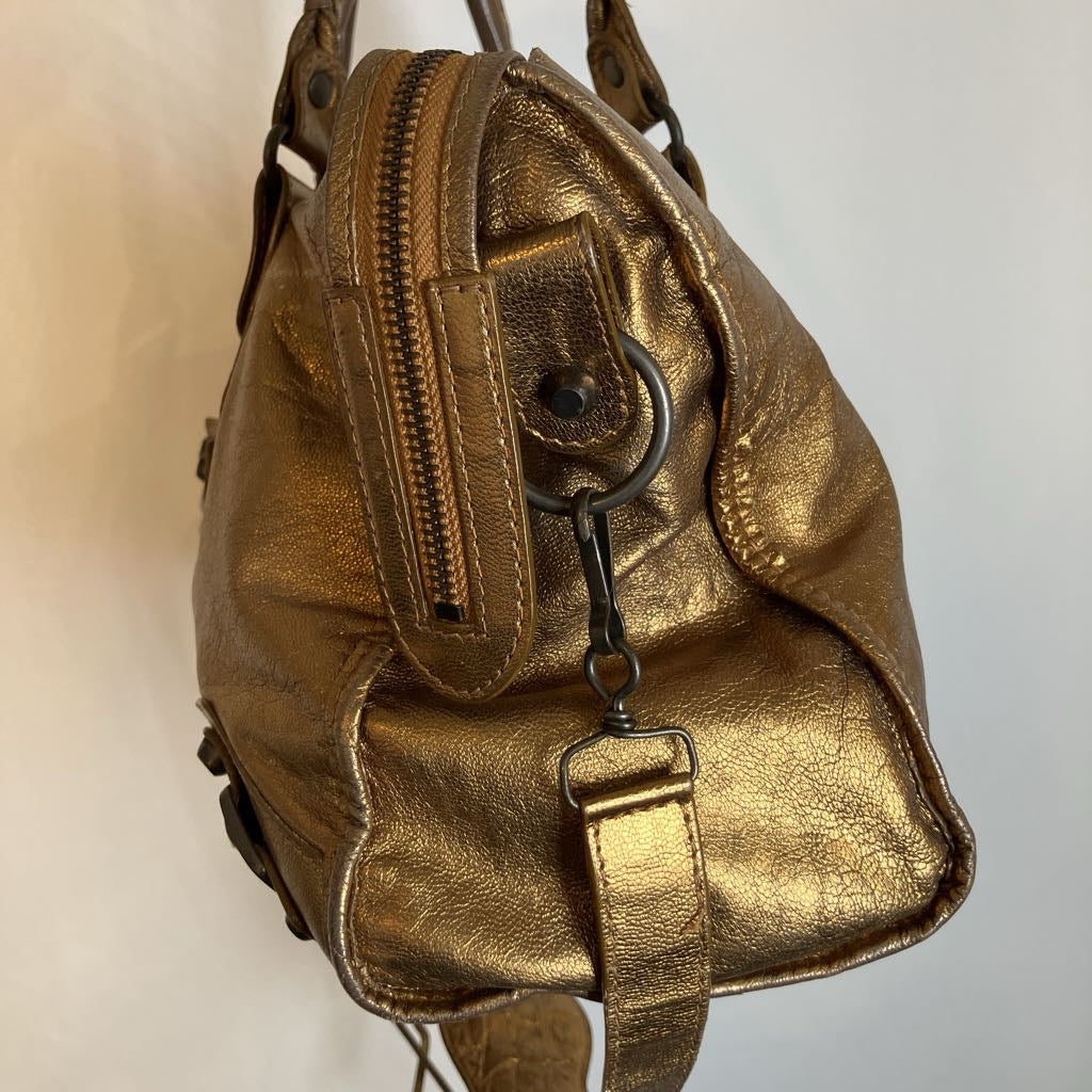 Vintage Besso Metallic Bronze Soft Leather Lé The City Motorcycle Moto Bag