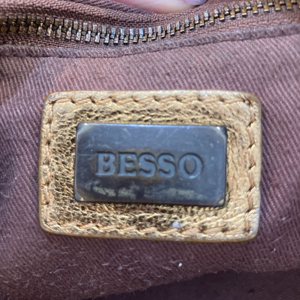 Vintage Besso Metallic Bronze Soft Leather Lé The City Motorcycle Moto Bag