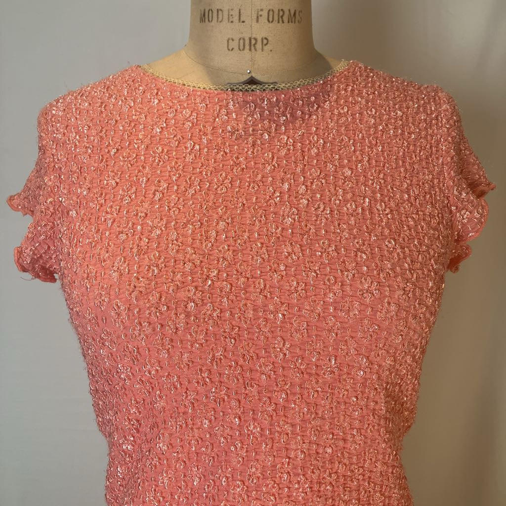 Pink Textured Ruffled Top