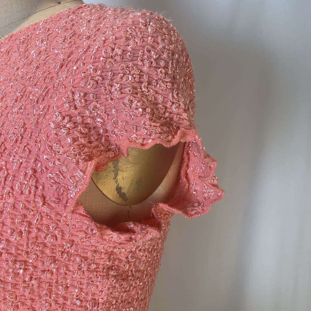 Pink Textured Ruffled Top
