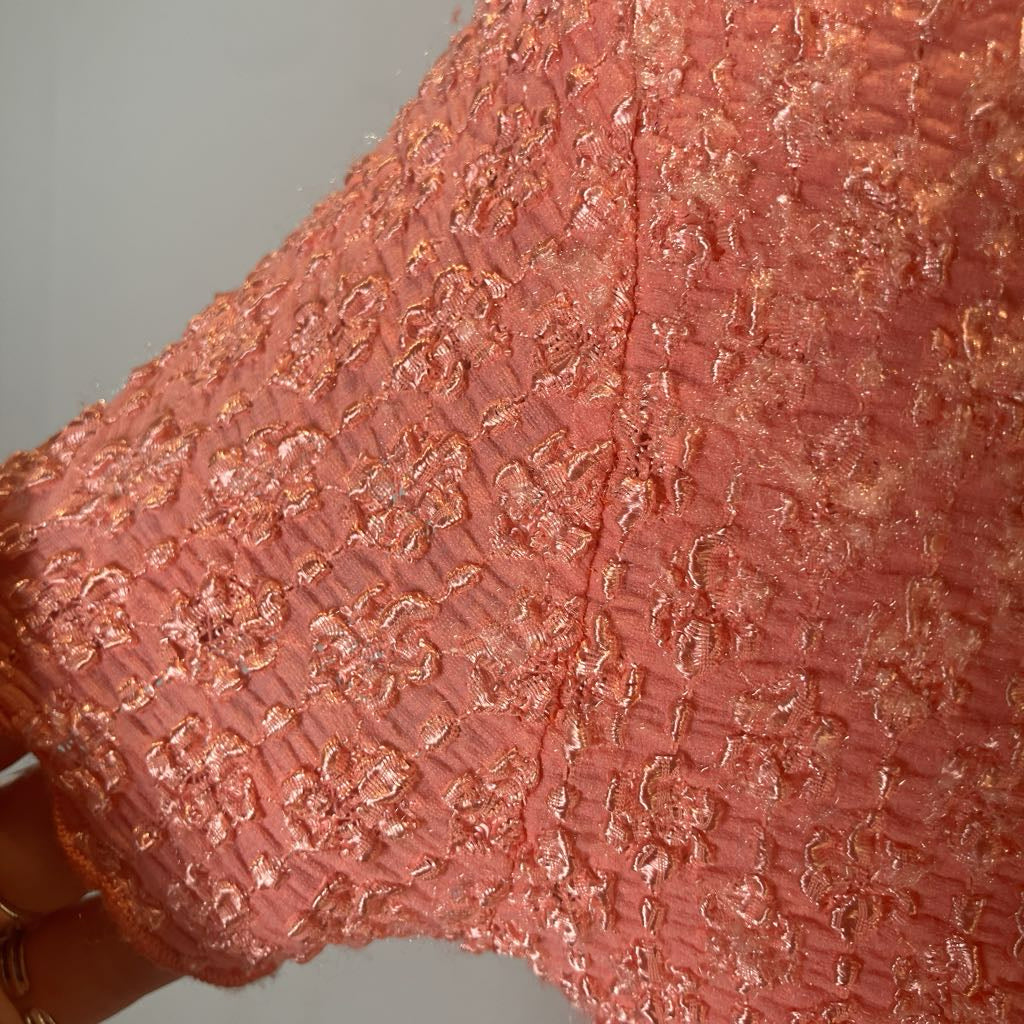 Pink Textured Ruffled Top