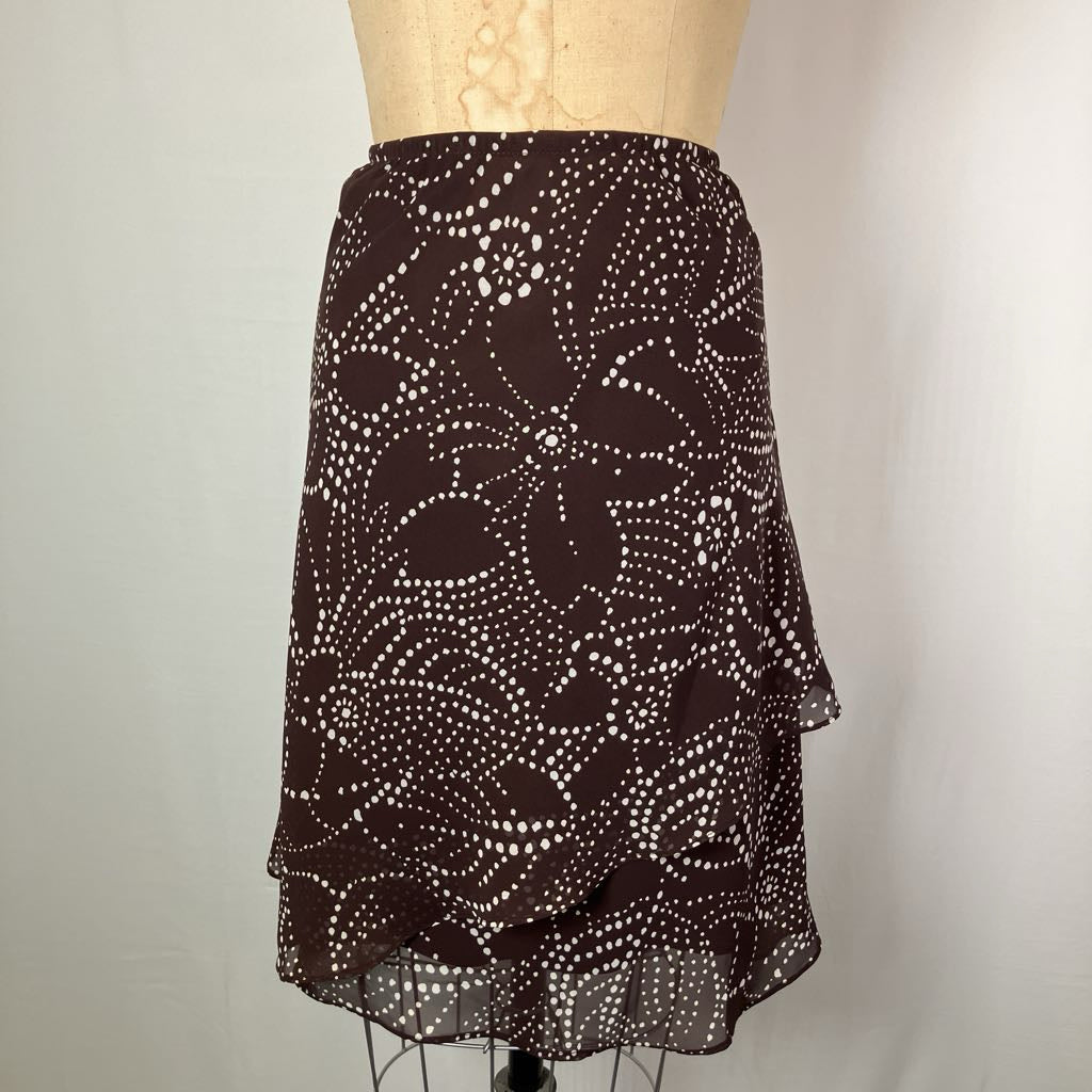 Brown and White Dotted Top and Skirt Set