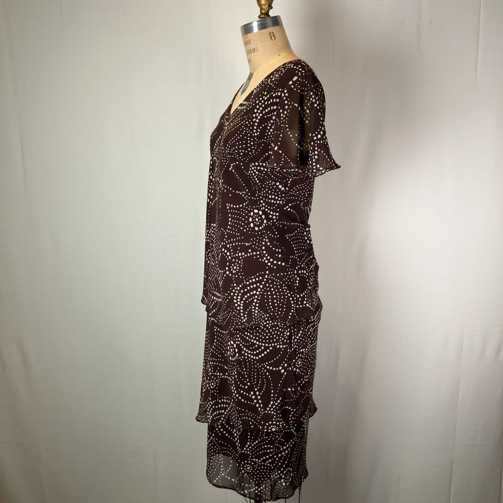 Brown and White Dotted Top and Skirt Set