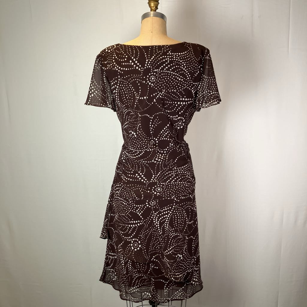 Brown and White Dotted Top and Skirt Set
