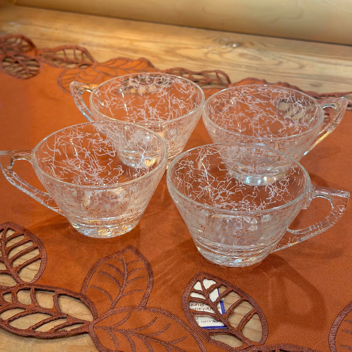 4 Mid Century Pink Tea Cups