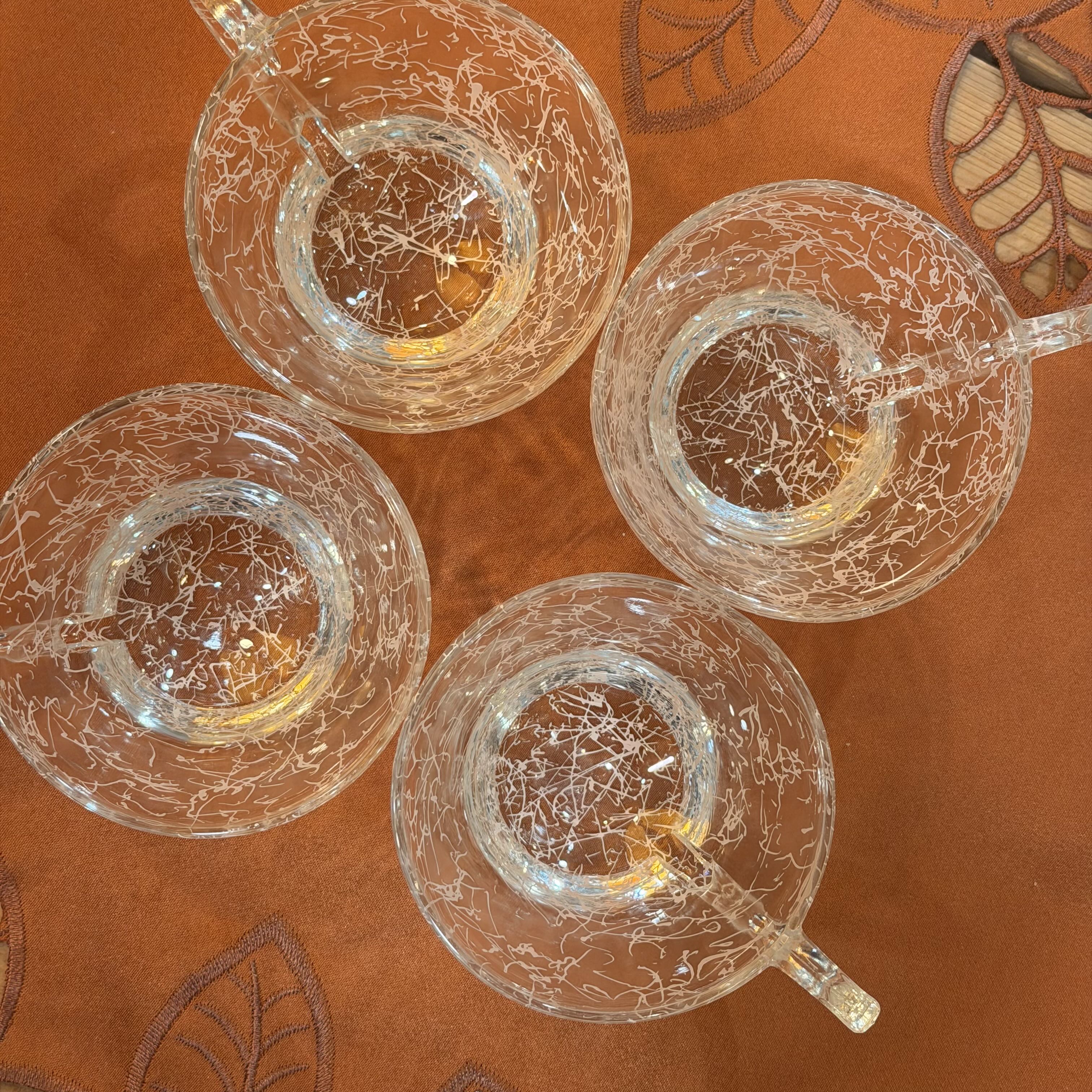 4 Mid Century Pink Tea Cups