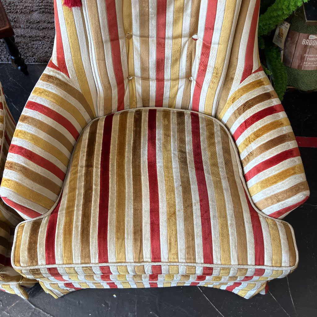Vintage Striped Upholstered Broyhill Armchair (Each)