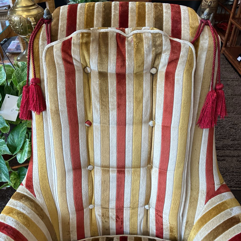 Vintage Striped Upholstered Broyhill Armchair (Each)