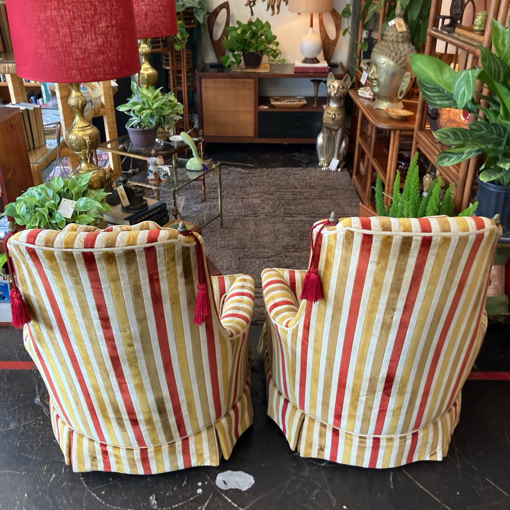 Vintage Striped Upholstered Broyhill Armchair (Each)