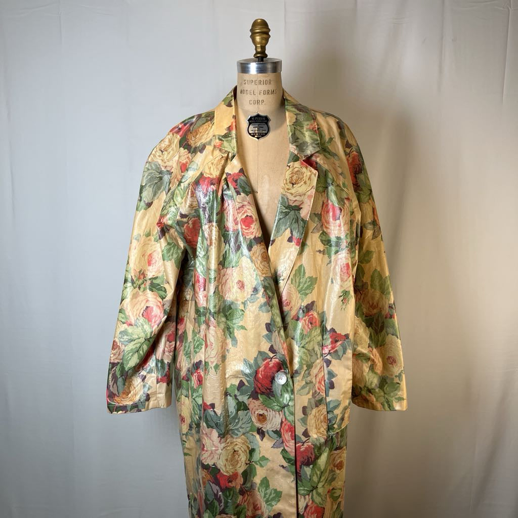 Nordic House Design 1990s Floral Raincoat