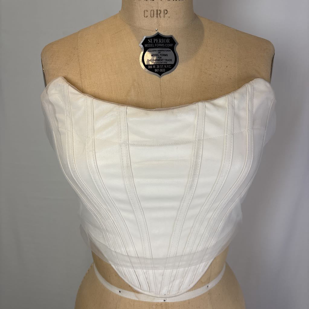 close up of white corset top
