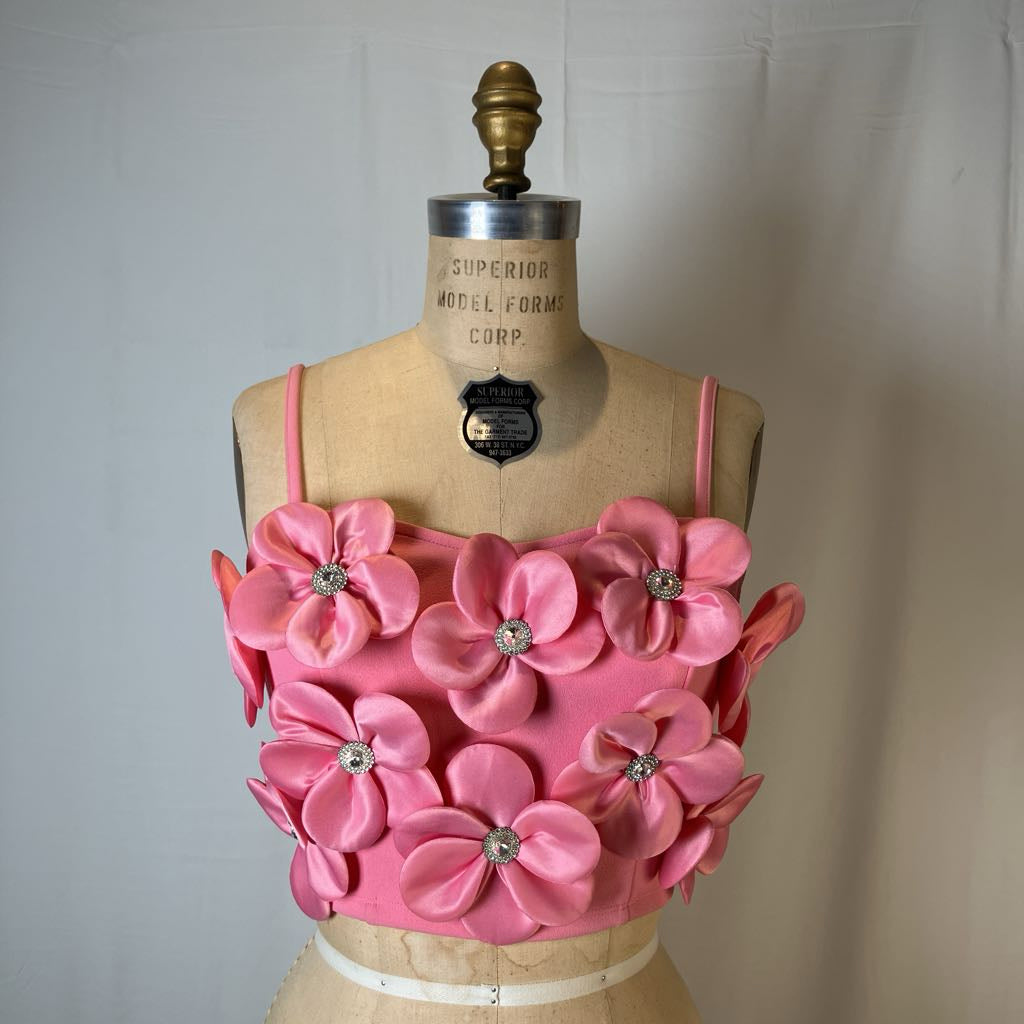 Julia Crop Top Pink Corset Top