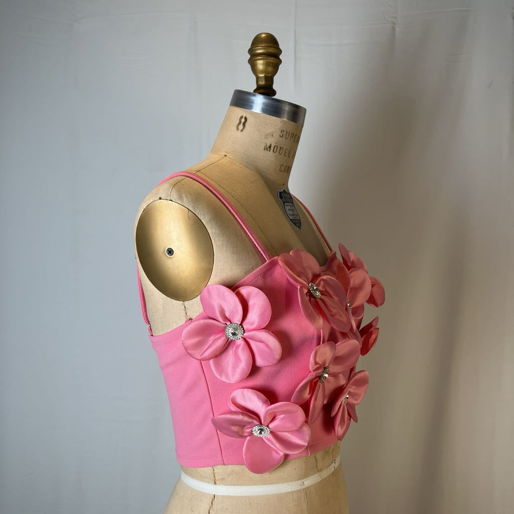 Julia Crop Top Pink Corset Top