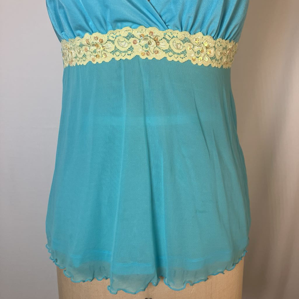 Blue and Yellow Sequin Tank