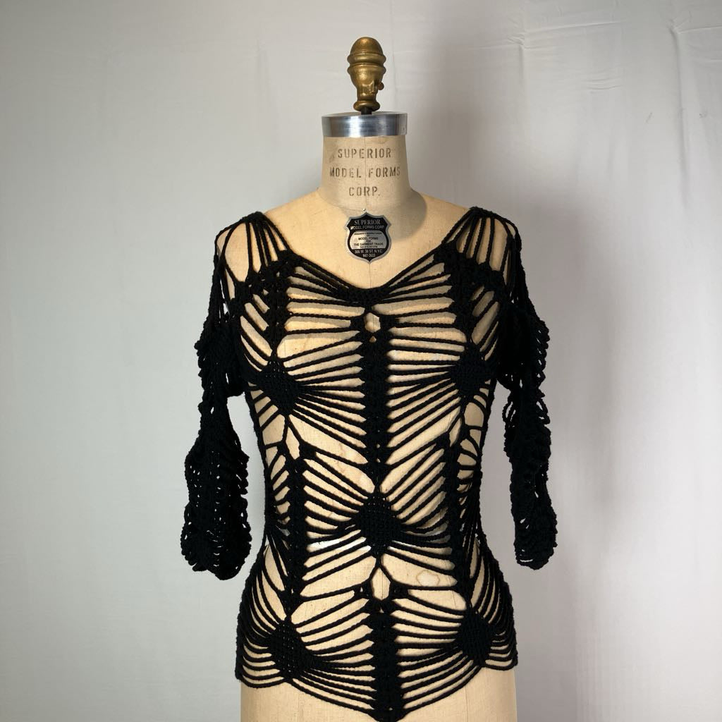 Vintage Spider Web Knit Crochet Top