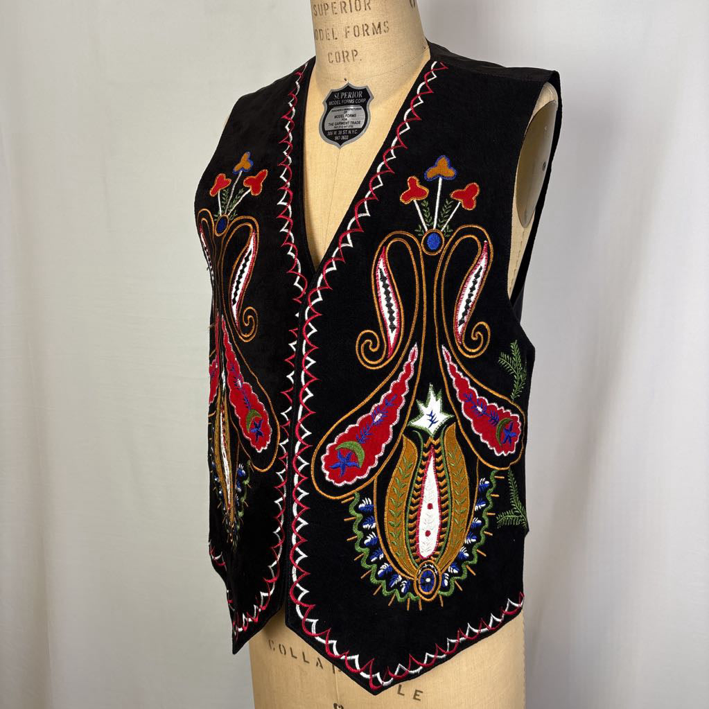 Embroidered Black Vest