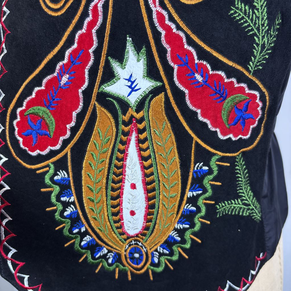 Embroidered Black Vest